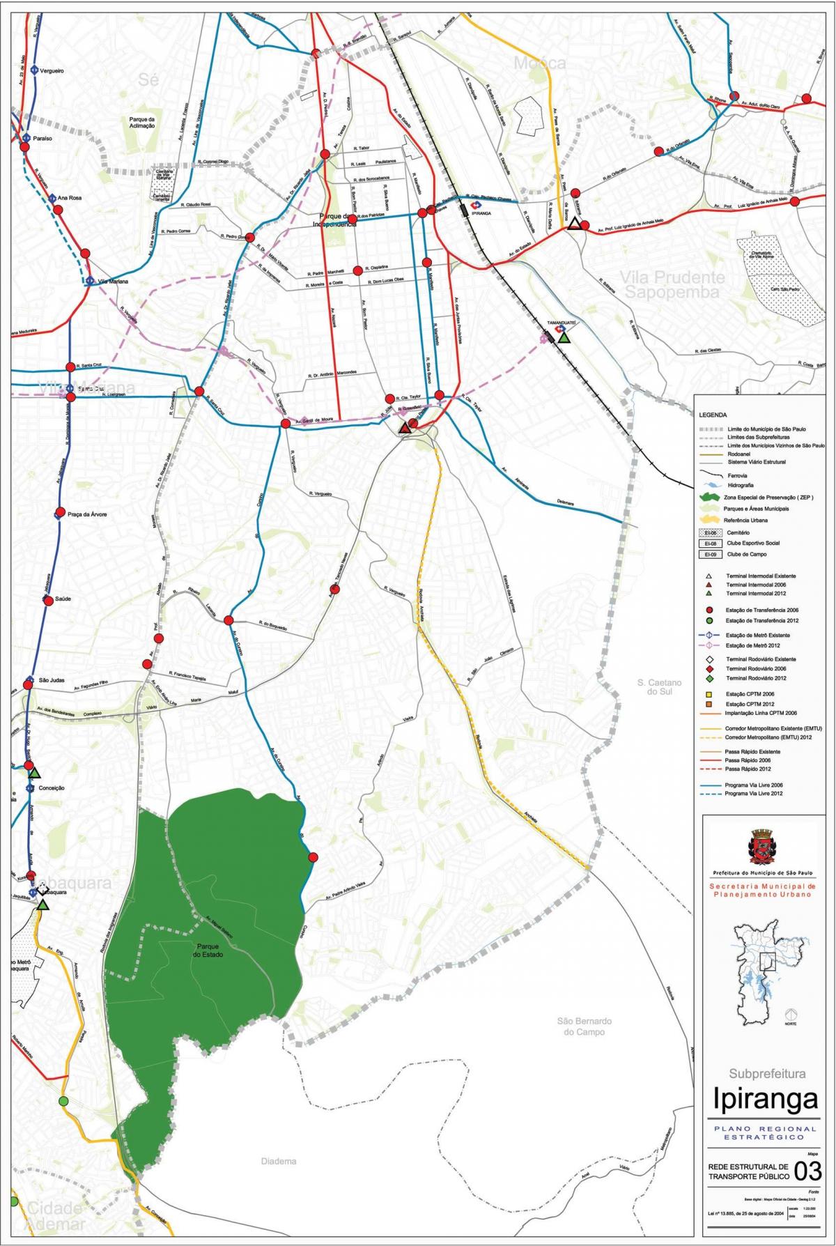 Kart Ипиранга-San-Paulo - ictimai nəqliyyat