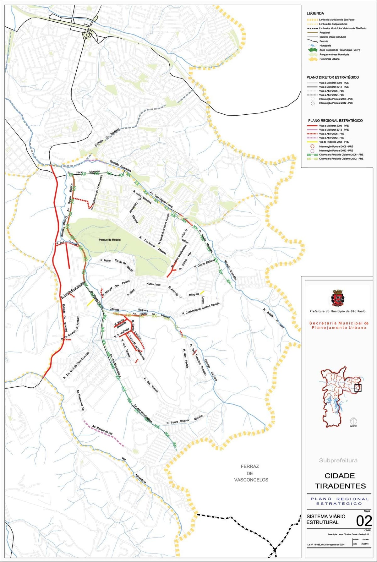 Kart Сидаде Тирадентесе San-Paulo - yollar