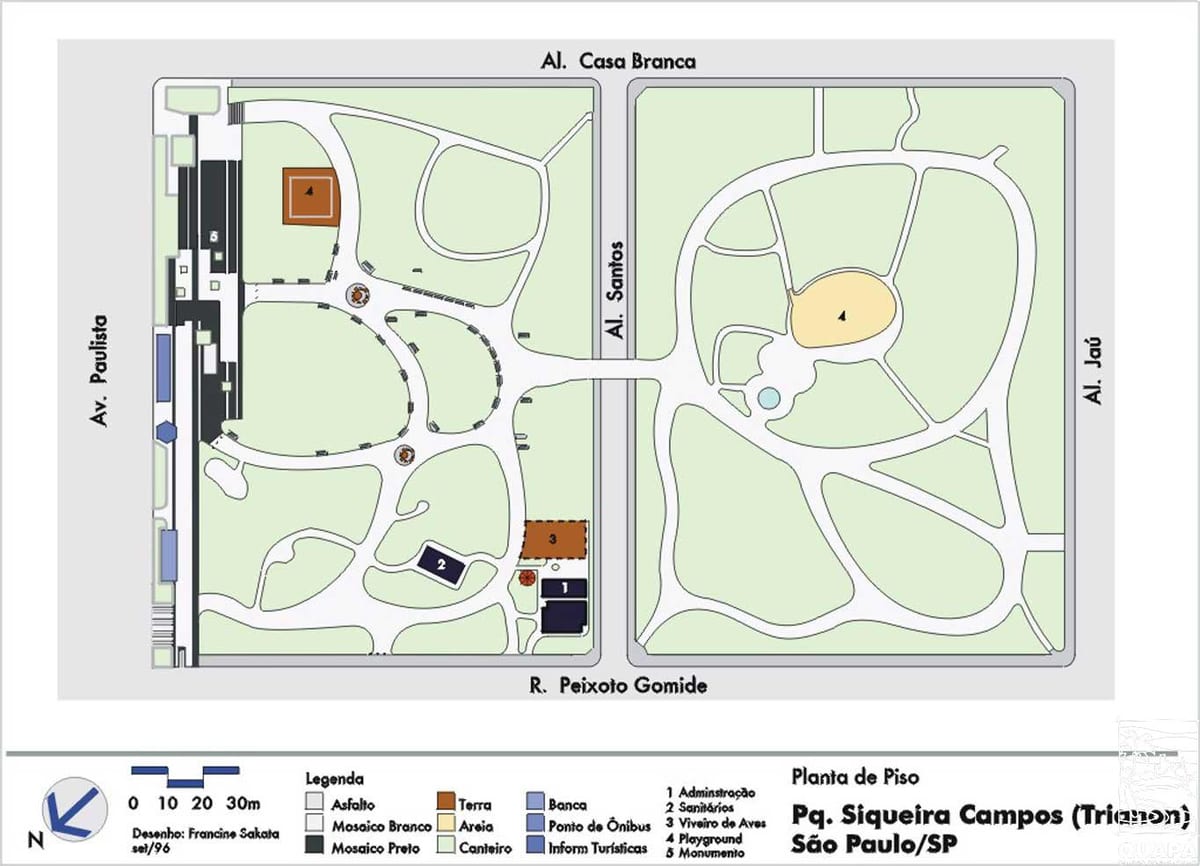 Kart Трианонского parkın San Paulo