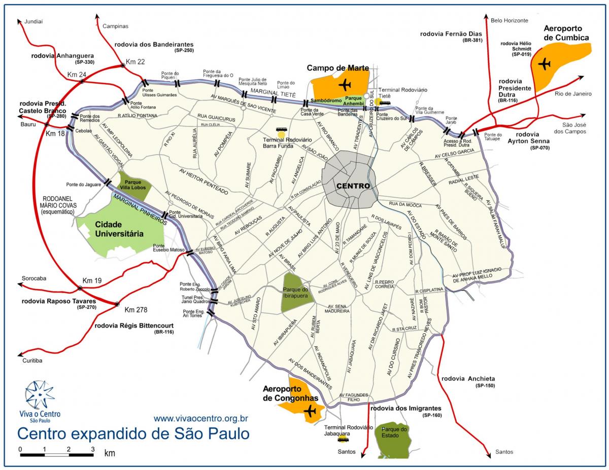 Xəritə böyük San-Paulo mərkəzi