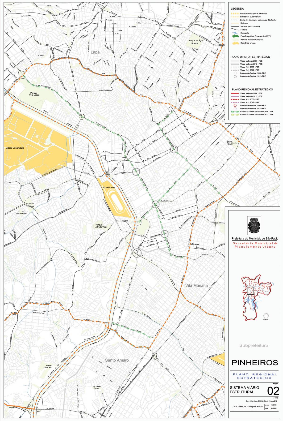 Kart Пинхейрос şəhərinin San - Paulo - yollar