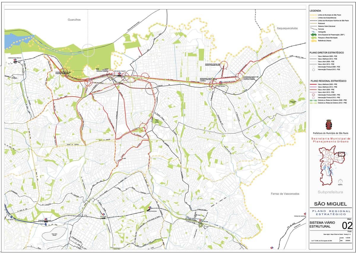 Kart San Мигел-Паулиста San-Paulo - yollar