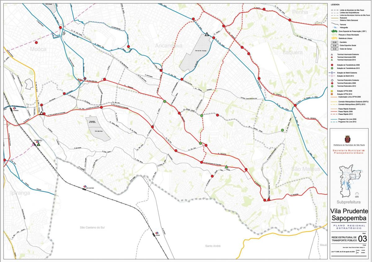 Kart San-Paulo-Vila-Пруденти - ictimai nəqliyyat