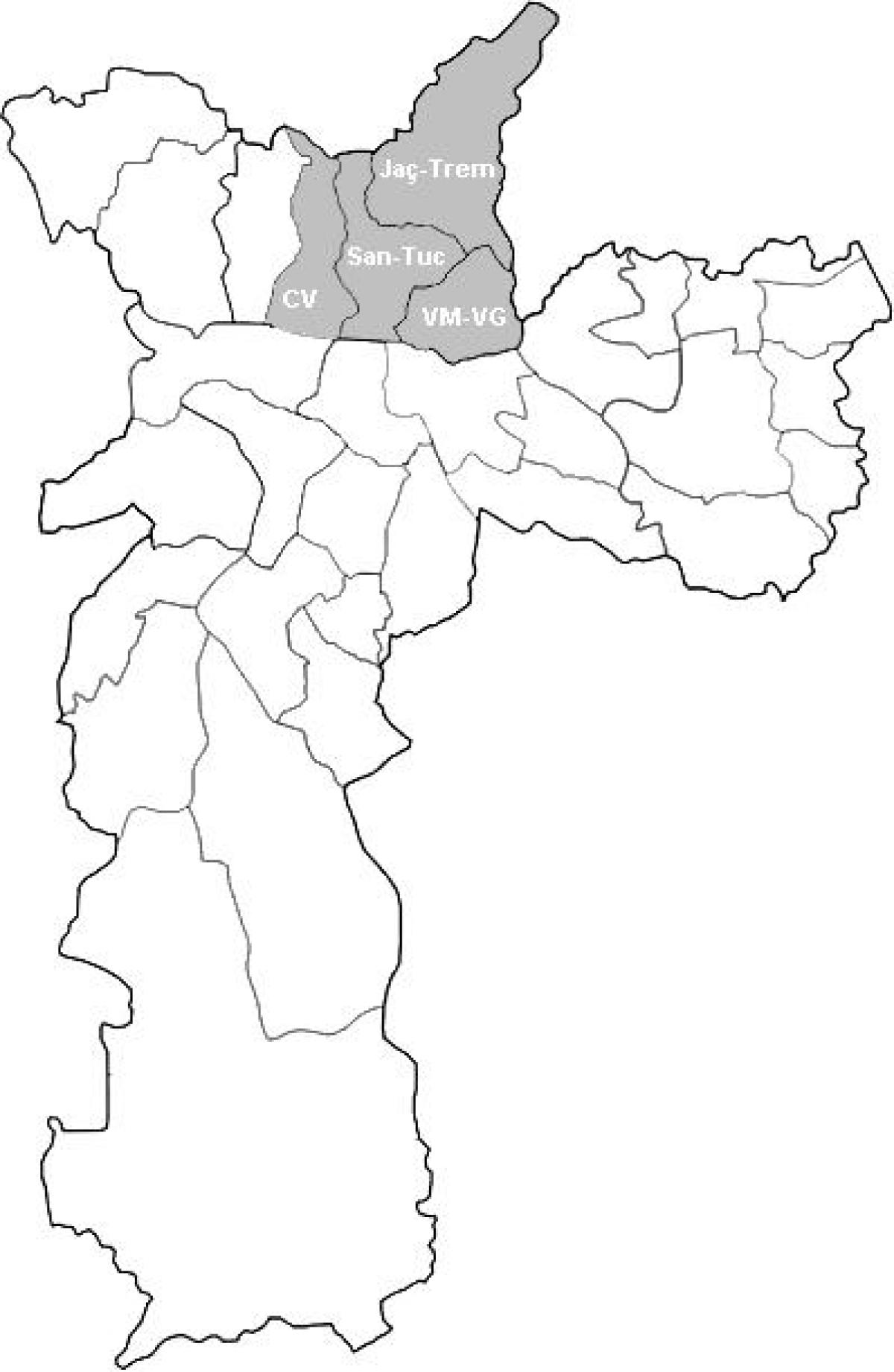 Kart San-Paulo Нордеште zonaları