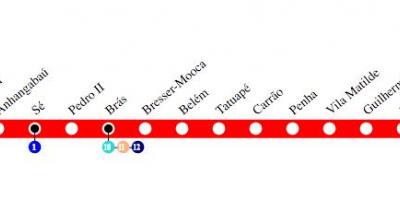 Metro xəritəsi San - Paulo - line 3 - Qırmızı